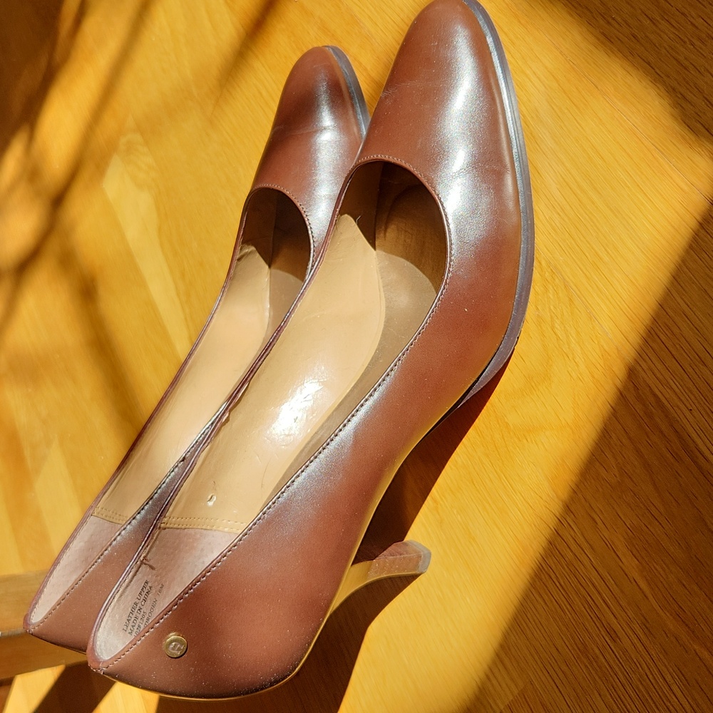 Etienne Aigner Brown Leather Women's Heels